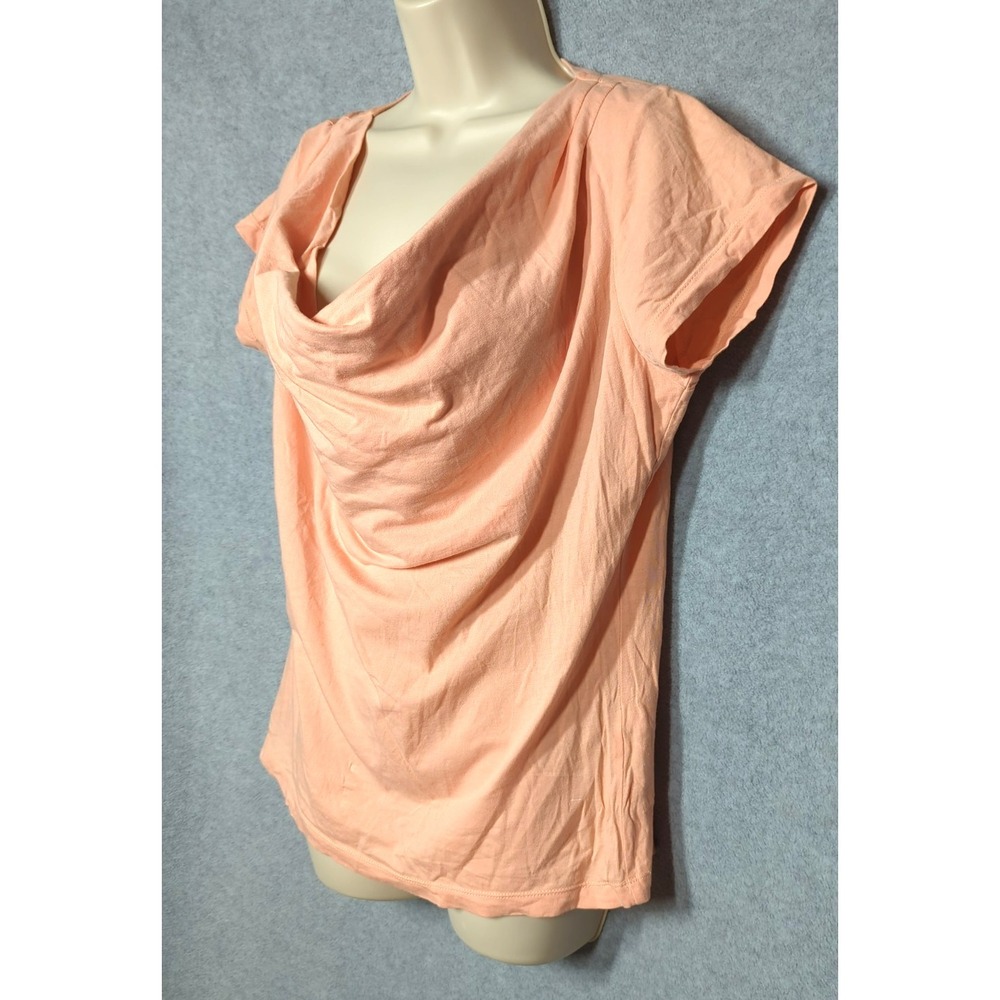 Ethos Paris Organic Cotton Top T-shirt Women XL Draped Neckline Pastel Melon